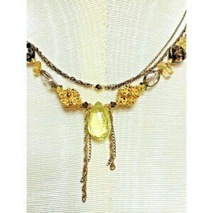Chipita Chain Necklace Lemon Faceted Citrine Smoky Topaz Vermeil Signed